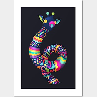 Crazy Colorful Girafee Posters and Art